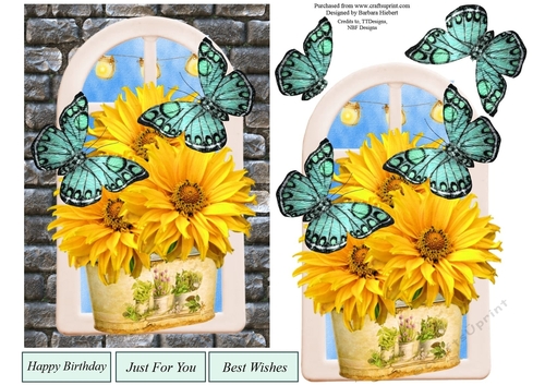 Sunflowers and Butterflies Topper With Decoupage