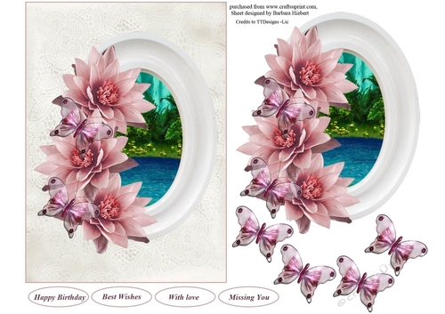 Scenic Framed Lake Topper with Butterfly Decoupage