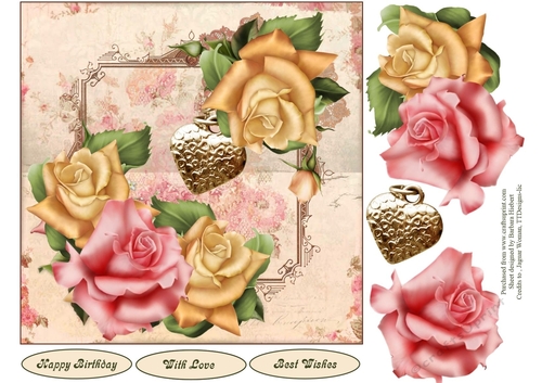 Rose Heart Topper  with decoupage