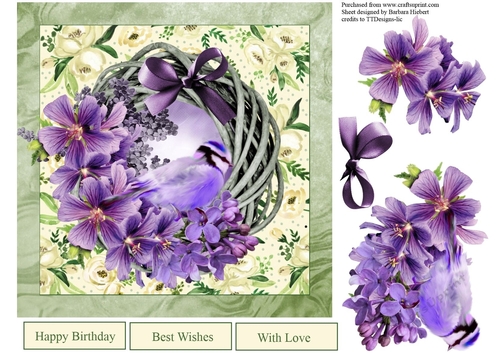 Bird & Floral Wreath Topper with Decoupage