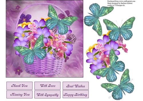 Butterfly Basket Topper with Decoupage