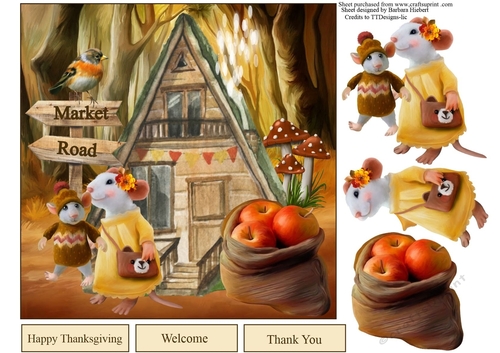 Country Market Mice Topper with Decoupage
