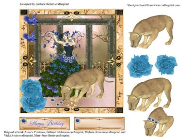 Wild Cat and Alice Blue with Jewels and Decoupage