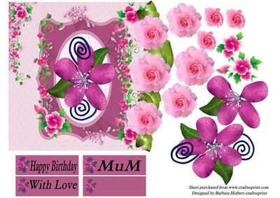 Over the Edge Pink Rose's and Decoupage
