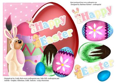 Over the Edge Happy Easter Egg with Decoupage