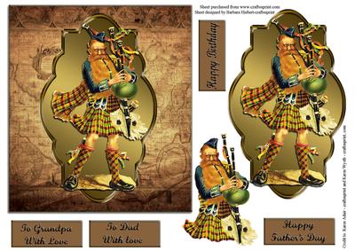 Scottish Piper with Decopage Card Top