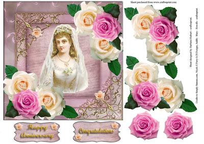 The Vintage Bride Portrait with Rose Decoupage