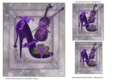 Rose Violin and Violet High Heel Shoe with Gift Tags