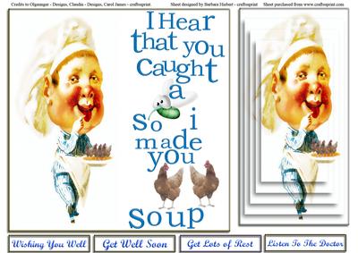 You Caught a Bug Chicken Soup Getwell Card & Imatation Layer