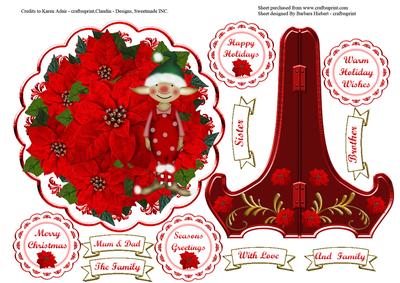 Happy Holidays Christmas Plate & Stand with Cute Elf