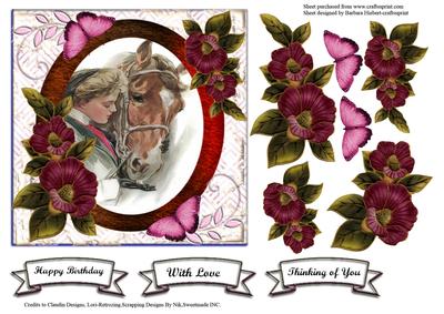 Vintage Portrait of a Lady and Her Horse with Decoupage