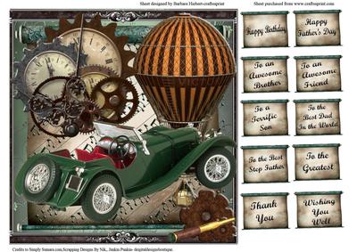 Geared Up Time Travel 8 x 8 Card Topper