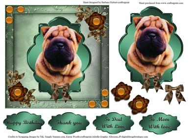 Cute Pet Portrait with Steam Punk Flowers and Decoupage
