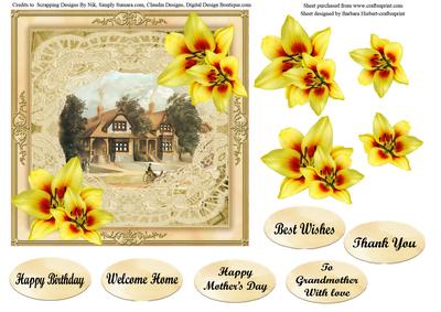 Victorian House with Lace & Lily Decoupage