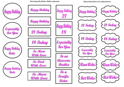 Plain Black and White Sentiment Tags & Pink Embossed Letters