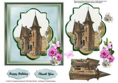 Victorian Church Card Top with Decoupage