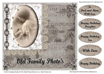 Old Family Photo Cover Card Topper