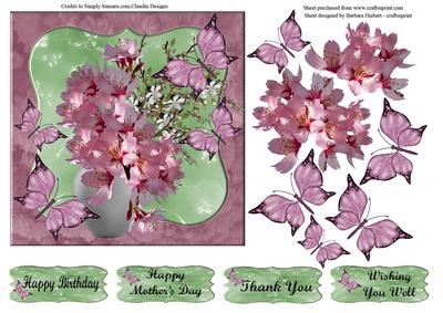 Cherry Blossom Card Topper with Decoupage