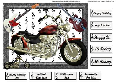 Ride with the Wind & Electric Guitar Music Card Topper
