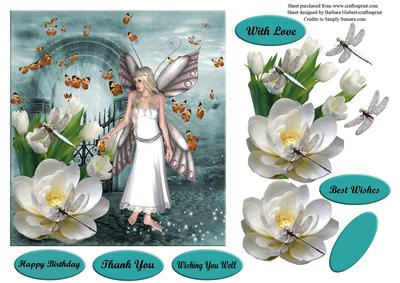 Butterfly Fairy in the Turquoise Garden with Decoupage
