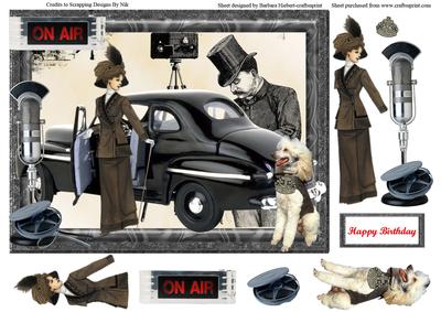 Radio Star Arrival Card Topper with Decoupage