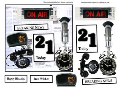 Breaking News Your 21 Today Card Top with Decoupage