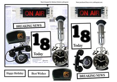 Breaking News Your 18 Today Card Top with Decoupage