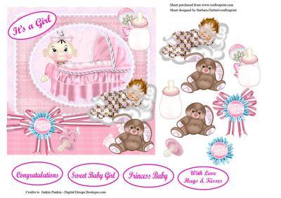 Pink Silly Baby Girl Congratulations Topper& Decoupage