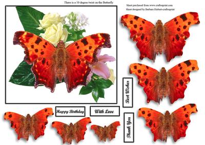 Orange Butterfly Twisted Pyramid Card Top