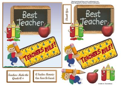Teachers Make the Grade Card Top with Decoupage