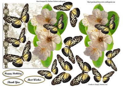 Gold Butterflies & Flowers Over the Edge Card Top & Decoupag