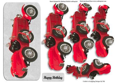 Red Vintage Car 5 Layer Pyramid Card Topper