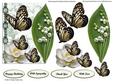 Butterflies & White Flowers Over the Edge Card Top & Decoupa