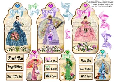Fancy Ladies Mini Tag Shaped Card Toppers & Sentiment Tags