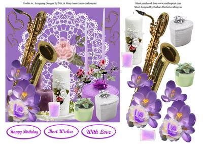 Music,candles,presents,flowers,topper&decoupage