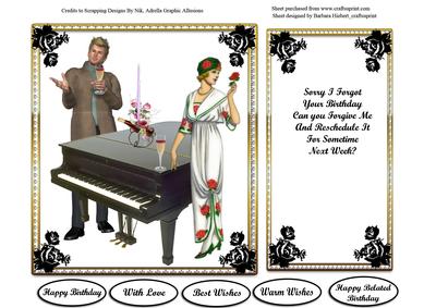 Mr. Piano Man Sorry I Forgot Your Birthday Card Top & Insert
