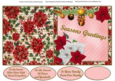 Poinsettia Cut and Fold Seasons Greetingschristmas Card