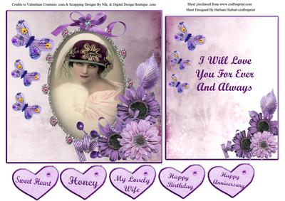 Shades of Purple Romantic Card Top & Insert