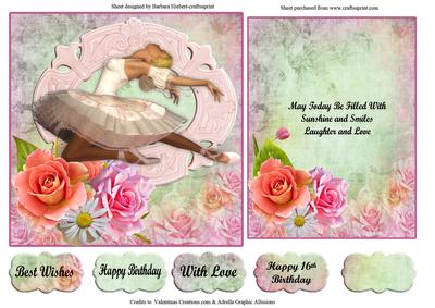 Dance of the Rose Ballerina Card Topper & Insert