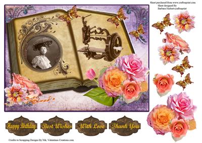 Gibson Girl Steampunk Sewing Book & Rose Decoupage