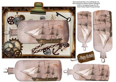 Ship in the Bottle Steam Punk Pyramid Topper
