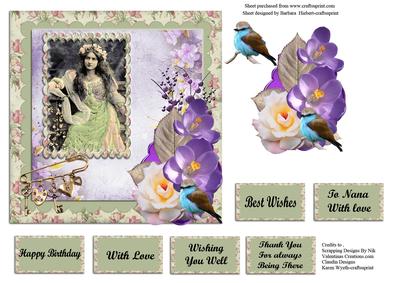 Victorian Royalty with Violets and Rose Decoupage