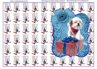 Party Hat & Streamers Birthday Puppy& Present Cut & Fold