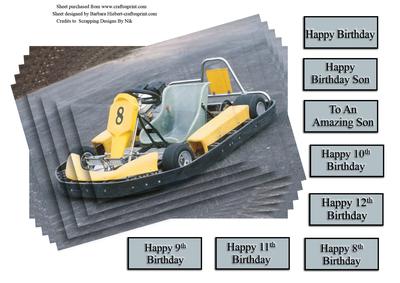 Go Cart Yellow 8 Twisted Easy Card Topper