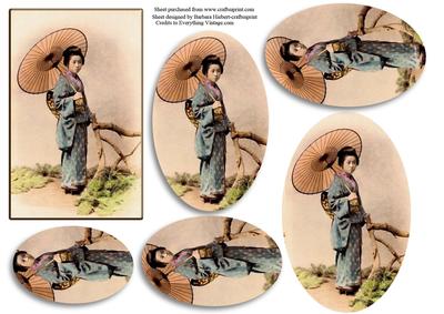 Vintage Authentic Geisha Pyramid Card Topper