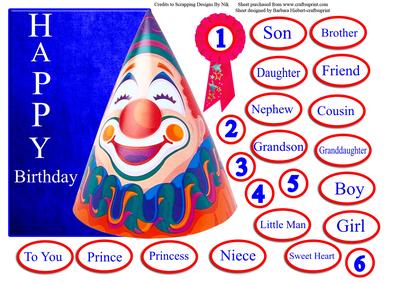 Happy Birthday Clown Hat Over the Edge Age 1-6
