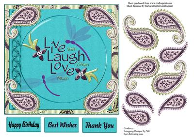 Live, Laugh,love,paisly Card Topper