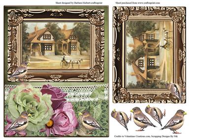 Victorian Picture Card Topper with Little Bird Decoupage