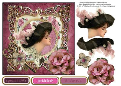 Key to My Heart Victorian Lady & Decoupage