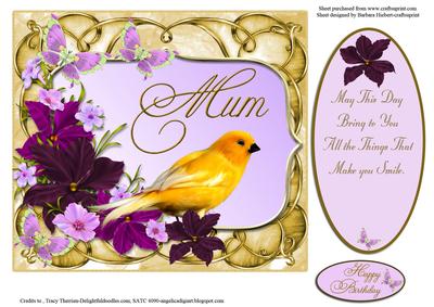 Little Yellow Bird Mum Birthday Quick Topper & Insert